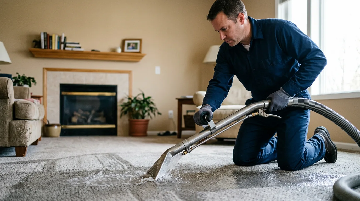 Water damage restoration technician working near New Hope, PA
